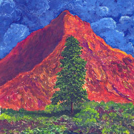 James Parker: 'Tree and Mountain', 2003 Acrylic Painting, Landscape. Artist Description: Contrast of tree against mountain with intense cloudy sky...