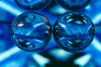 James Parker: 'Twin Crystals Blue', 1990 Color Photograph, Optical. Anyone liking round and blue should be quite happy with with photograph. Two perfectly matched and perfectly clear crystal balls are what produced the magic....