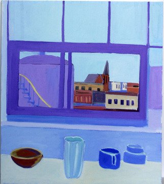 Jane Mcnichol: 'Vase Bowl Cup', 2012 Oil Painting, Still Life.   This is a still life painting of a vase, bowl and cup by my Brooklyn studio window ...