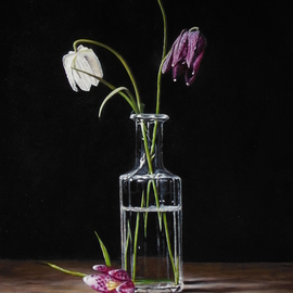Jan Teunissen: 'kievit flowers', 2018 Oil Painting, Still Life. Artist Description: flowers spring wite ...