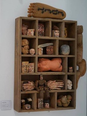 Javier  Felix: 'ode to civilized men', 2018 Mixed Media, Philosophy. human body, body parts, identity, masks, structuralism, architecture, collection, museum, postrait, oil painting, wood carving, ceramics...