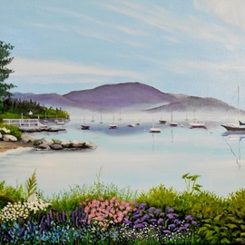 Janet Glatz: 'somes sound acadia', 2020 Oil Painting, Seascape. Artist Description: Somes Sound is a haven for sailing enthusiasts who visit Mt. Desert Island and Acadia National Park. ...