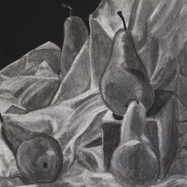 Jamie Boyatsis: 'Pear Still Life', 2013 Charcoal Drawing, Food. 