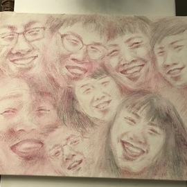 An-chi Cheng: 'No room left for uncertainty', 2020 Other Drawing, Portrait. Artist Description: Year 2020 onwards has been a tough time to my family and all.  No matter how uncertain our future is, we will stay strong together and always look forward to a brighter one together as a family. ...
