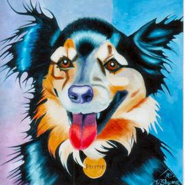 Joanne Deshong: 'freddie', 2004 Oil Painting, Dogs. Artist Description: Freddie is a happy mixed- breed dog- - his owner says some Shepard is in the mix. ...