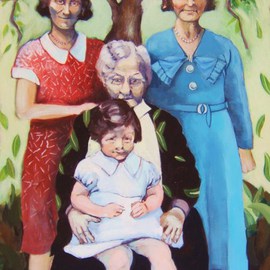 Jean Meyer: 'Daughters', 2010 Acrylic Painting, Family. Artist Description:  painting of four generations of daughters ...
