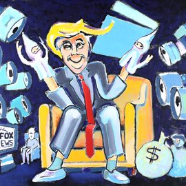 Jeff Turner: 'trumps puppets', 2018 Oil Painting, Political. Artist Description: president trump, Trump, Donald Trump, GOP, POTUS, plutocracy, Kleptocracy, partisan, Political, Political Cartoon, JeffTurnerArt, Jeff Turner...