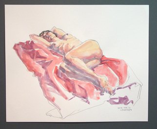 Jeffrey Dickinson: 'katiefeb10a', 2010 Watercolor, nudes. Artist Description:  pencil and watercolor done from live model ...