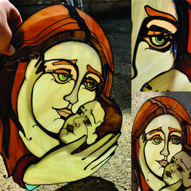 Jelena Taras: 'holy mother', 2020 Stained Glass, Love. Artist Description: This art work was inspired by mother and child, motherhood, childbirth and celebration of life...