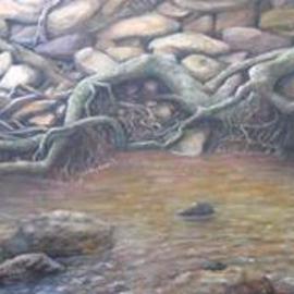 Jennifer E. Miller: 'Roots and Rocks', 2004 Oil Painting, Landscape. Artist Description: Painted on the Eno River in North Carolina. ...