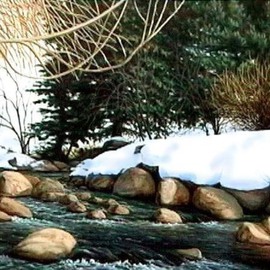 Jerry Maloney: 'Vail Gold Medal', 2010 Oil Painting, Landscape. Artist Description: The sparkling water of Gore Creek flow around and over the sunlit rocks of this Vail Colorado gold medal trout stream. This is one of my fovorite fishing holes and is located just a short distance from the center of Vail, nestled in the heart of the Colorado ...