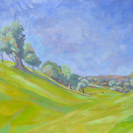Jessica Dunn: 'Fairway at Benamour', 2012 Oil Painting, Figurative. Artist Description:  Oil painting, golfer in an Algarve landscape, Benamour Golf. ...