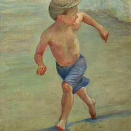 Judith Fritchman: 'Catch Me if You Can', 2007 Oil Painting, Children. Artist Description: Who can resist an exuberant race with the waves?...