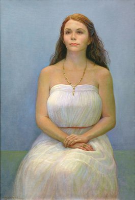 Judith Fritchman: 'Threshold', 2011 Oil Painting, Portrait.   A lovely young woman poised at the threshold. . .  ...