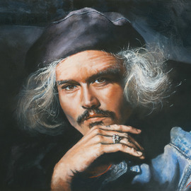 John Gamache: 'The Artist', 2016 Oil Painting, Portrait. Artist Description: Oil on Linen 18 x 24 Portrait of Johnny Depp as an the artist that he is - Looking Bohemian French or Dutch contemplating his next work. ...
