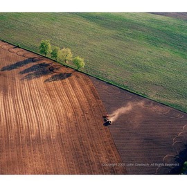 John Griebsch: 'Field  Tractor  and Four Trees ', 2008 Color Photograph, Abstract Landscape. Artist Description:  Aerial Photograph Archival Print  edition of 25...