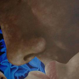 James Gwynne: 'Embrace', 1996 Oil Painting, Love. Artist Description: Enlarged detail of lovers faces...