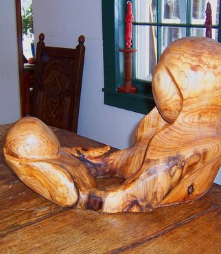 John Clarke: 'The Bath', 2016 Wood Sculpture, Abstract Figurative.  Butternut sculpture from two branches ...
