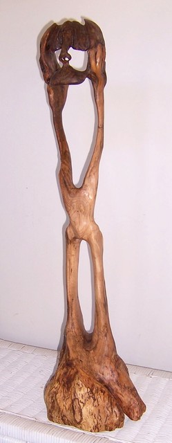 John Clarke  'Laughing-His-Head-Off', created in 2003, Original Sculpture Wood.