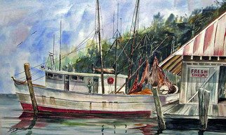 Don Bradford: 'Alabama Fresh Shrimp', 2011 Watercolor, Seascape.           Down on the bayou.  ...