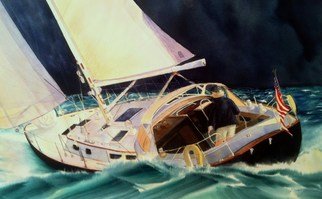 Don Bradford: 'Reaching For Safe Harbor', 2006 Watercolor, Boating.       Gulf Storm chases a sloop to safe harbor. ...