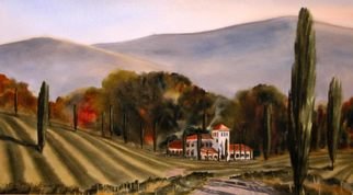 Don Bradford: 'Vintage Year', 2011 Watercolor, Landscape.          Spain Vinyard  ...