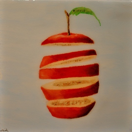 Jim Lively: 'Apple', 2011 Acrylic Painting, Still Life. Artist Description:                          acrylic, ink text and heavy gloss varnish on gallery wrapped canvas                                                                         ...