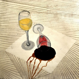 Jim Lively: 'Chardonnay Bully', 2014 Other, Surrealism. Artist Description:                   Zinfandel Wine, Pencil and Acrylic on canvas. Part of 