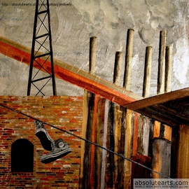 Jim Lively: 'Industry', 2013 Acrylic Painting, Cityscape. Artist Description:   metallic acrylics on canvas  ...