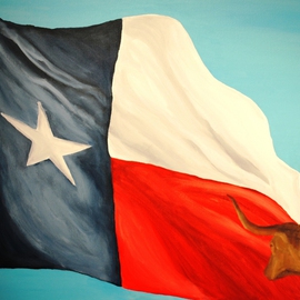 Jim Lively: 'Unattached Texas Flag and Longhorn', 2010 Acrylic Painting, Animals. Artist Description:  acrylic on canvas                                               ...