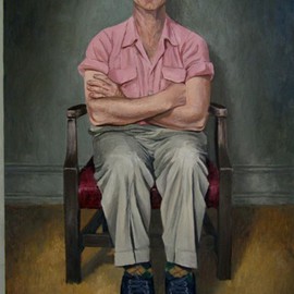 James Morin: 'TV Watcher with Pink Shirt', 2002 Oil Painting, Figurative. 