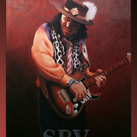 Jimmy Wharton: 'SRV', 2011 Oil Painting, Famous People. Artist Description:  Painting of Stevie Ray Vaughn   ...