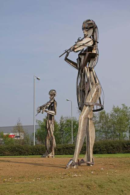 Joan Shannon  'Musicians From Dancers Sculpture Outside Strabane Lifford In Ireland', created in 2011, Original Computer Art.