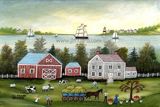 Janet Munro: 'A Salt Water Farm', 2015 , Americana.  A Salt Water Farm12 x 18 limited edition print.  Has certificate of authenticity.This is a medium size.  Also available in small sizes.  Contact artist for details on other sizes.Watermark does not show on actual print.   ...