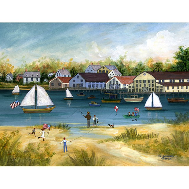 Artist Janet Munro. 'Crosby Boat Yard' Artwork Image, Created in 2015, Original Painting Other. #art #artist