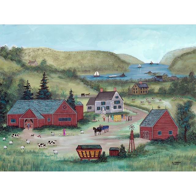 Artist Janet Munro. 'Farm On The Hudson' Artwork Image, Created in 2015, Original Painting Other. #art #artist