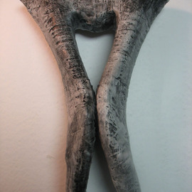Jill M. Armstrong: 'serendipity', 2003 Mixed Media Sculpture, Other. Artist Description:  pair of women's shoes bound with black hockey tape and finished with paraffin wax ...