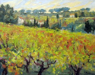 John Maurer: 'Amongst Vines', 2014 Oil Painting, Landscape.  French landscape, colorful, oil painting, palette knife. ...