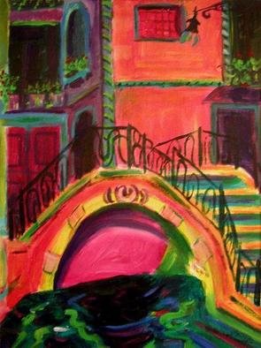 Jeanie Merila: 'Venice Bridge', 2004 Acrylic Painting, Landscape. 