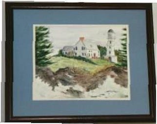 Joanna Batherson: 'Cape Elizabeth Light House', 2003 Watercolor, Seascape. Artist Description: An original framed watercolor inspired by one of the Two Lights in Cape Elizabeth, ME. ...