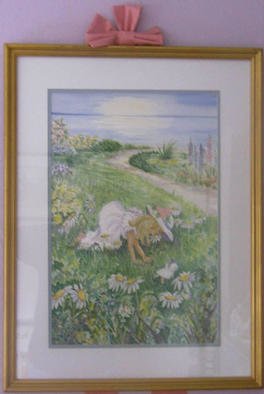 Joanna Batherson: 'In the Daisies', 2003 Watercolor, Children. An original framed watercolor inspired by all little girls who love flowers. ...