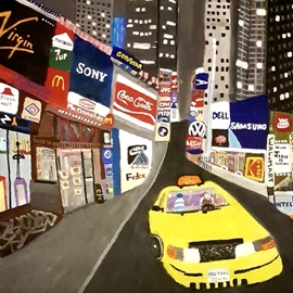 Joe Scotland: 'a quiet new york', 2018 Acrylic Painting, Cityscape. Artist Description: The viewers will think, wow  never saw New York so quiet and empty, bet the locals will love it, still  would prefere the city we all know though Chose acryilic because it drys quicker, done on stretched canvas painting finished in resin ...
