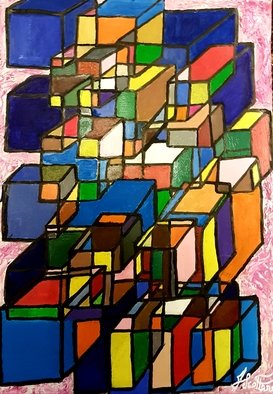 Joe Scotland: 'diverse spectrum', 2017 Acrylic Painting, Space. School art teacher inspired me to do cubism artThe viewers will feel the vibrant, visual, spectrum of colours and feel the harmony it brings...