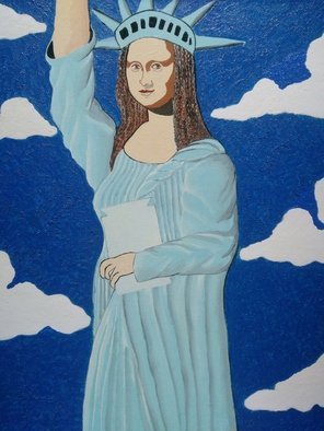 Fernando Javier  Cantera: 'statue of liberty 2000', 2014 Oil Painting, Fantasy. THIS PICTURE SHOWS THE PORTRAIT OF MONA LISA POSING AS THE STATUE OF LIBERTY. THIS IS MY VISIA