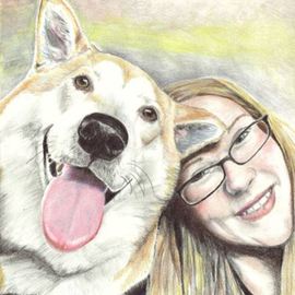 Jodie Hammonds: 'duncan', 2017 Pencil Drawing, Portrait. Artist Description: Shiba Inu, smiles, pet, dog...