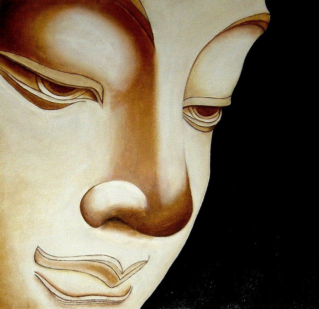 Giuseppe Pansa  'Buddha', created in 2007, Original Pastel Oil.