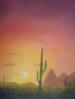 John Hughes: 'Arizona Sunset', 2016 Oil Painting, Landscape. Original Oil Painting on Double Primed Cotton Canvas. Unframed. ...