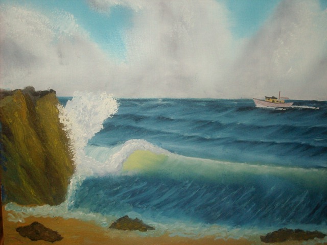 John Hughes  'Crashing Wave', created in 2016, Original Painting Oil.