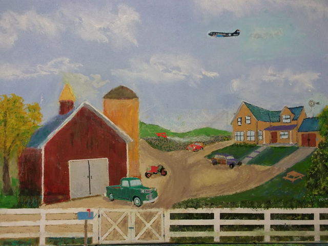 Artist John Hughes. 'Vintage Farm' Artwork Image, Created in 2016, Original Painting Oil. #art #artist
