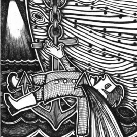John Bonnel: 'DEATH BY ANCHOR', 2011 Pen Drawing, Music. 